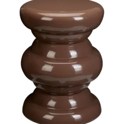 Bijzettafel Carapelle Ijzer 32 cm rond donkerbruin