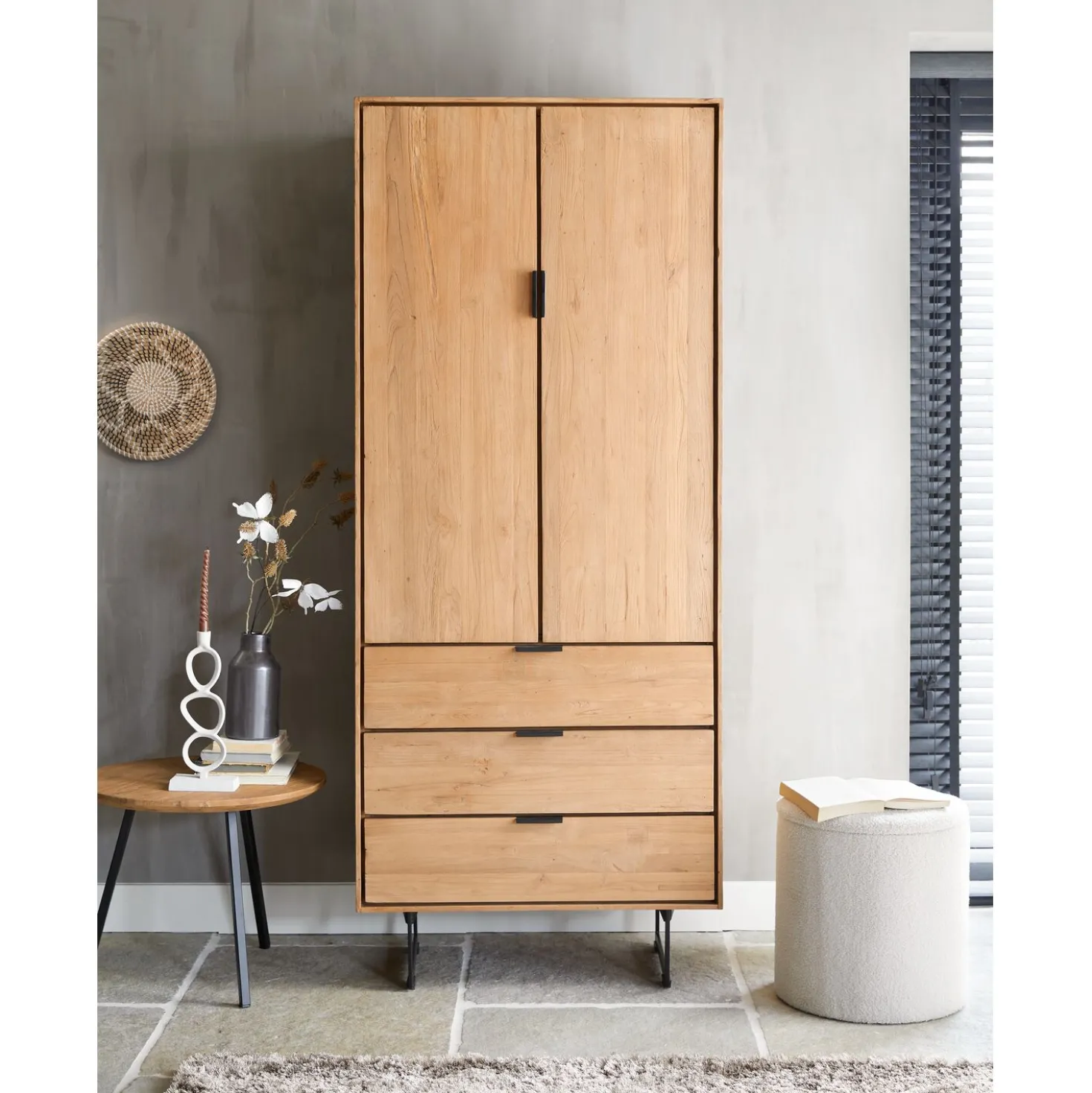 Boekenkast Aska (80 Cm) teak naturel brushed