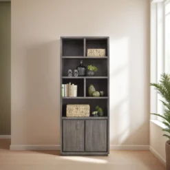 Boekenkast Lavio (86 cm) eiken grafiet