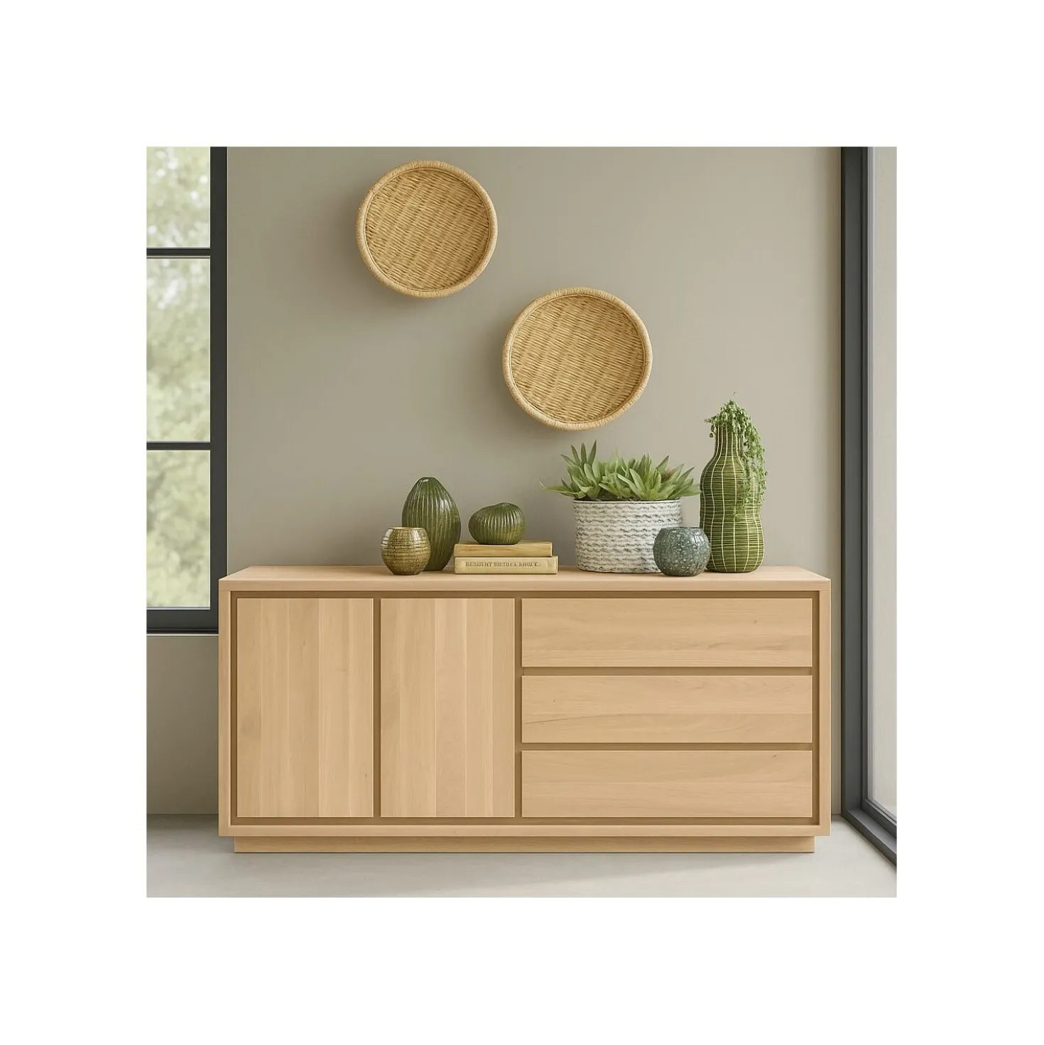Dressoir Lavio (164 cm) eiken naturel grijs