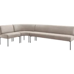 Eetkamerbank links Cenare 294 cm microleder lichtgrijs