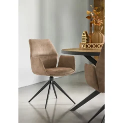 Eetkamerstoel Faido Microvezel taupe poot zwart