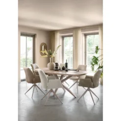 Eetkamerstoel Faido Velvet beige poot grijs