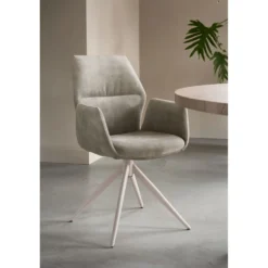 Eetkamerstoel Faido Velvet beige poot grijs