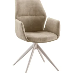 Eetkamerstoel Faido Velvet lichtbruin poot grijs