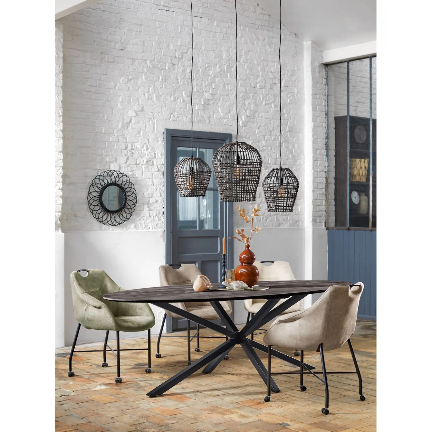Eetkamerstoel Lucide Microvezel beige