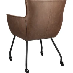 Eetkamerstoel Novile Microleder bruin met wiel