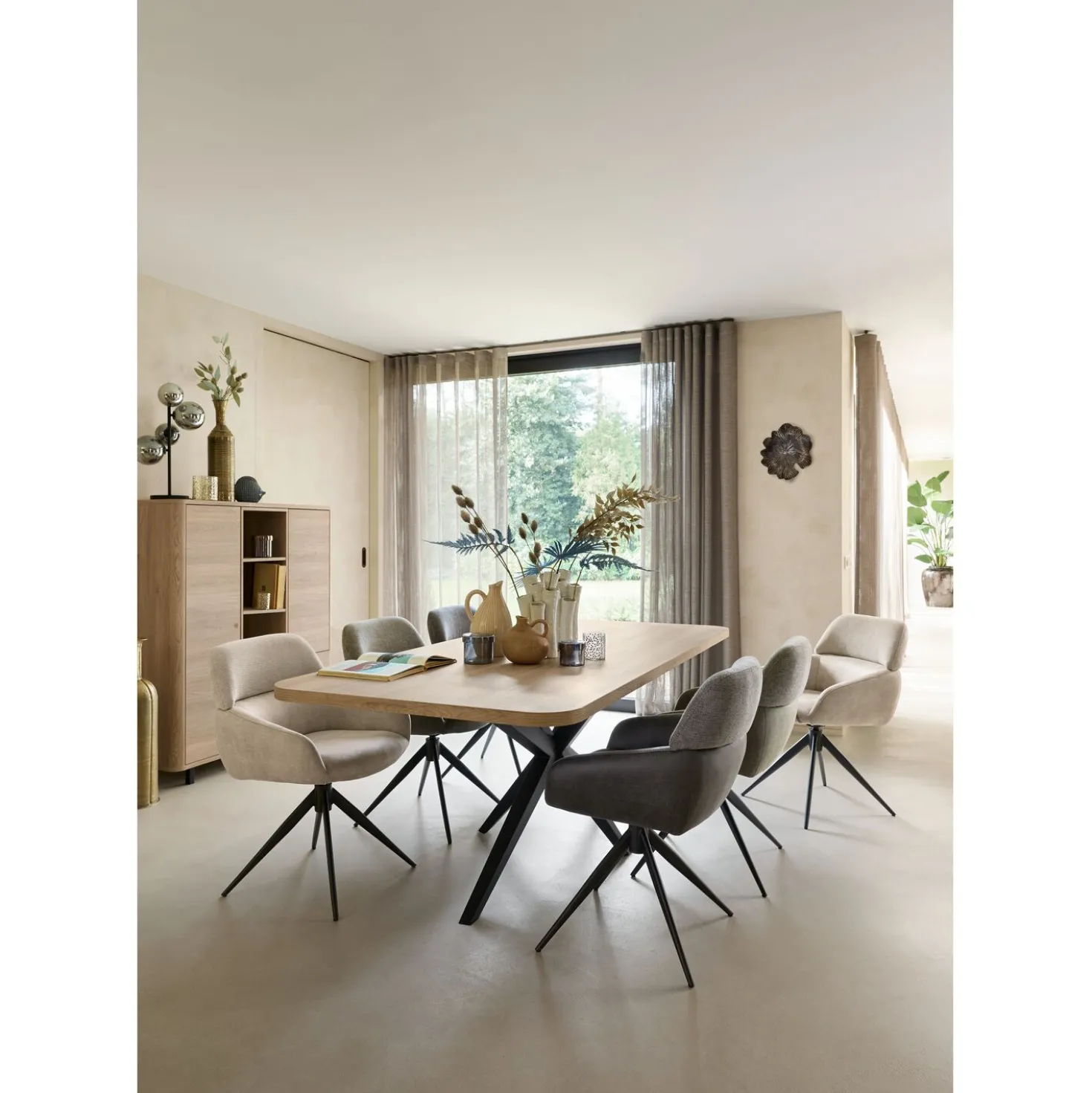 Eetkamerstoel Veda Draaibaar microvezel beige