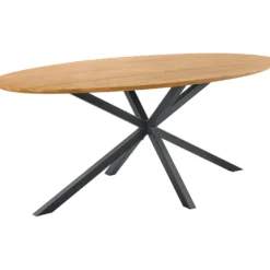 Eettafel Aska Teak 200x100 cm ovaal naturel brushed