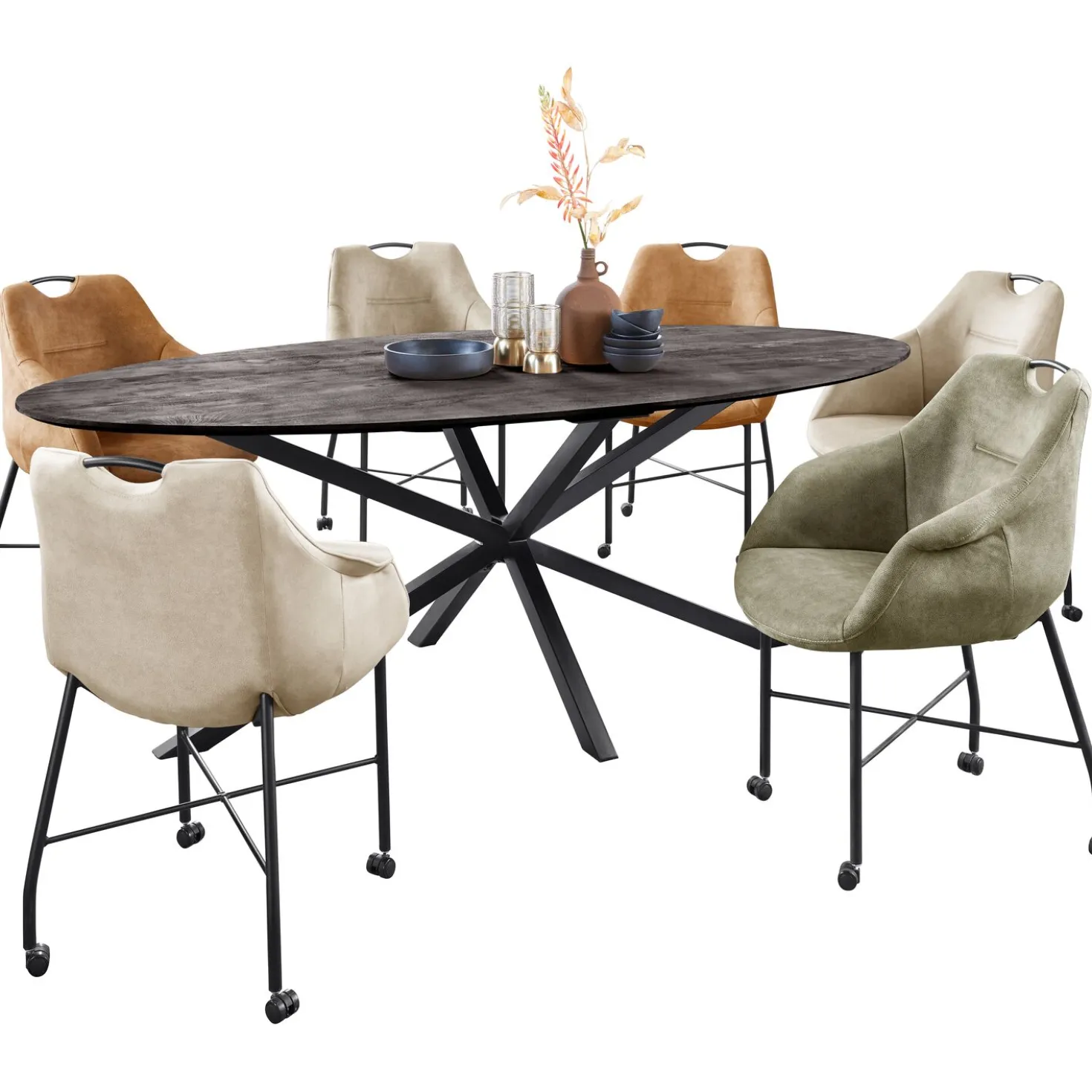 Eettafel Piastra 230x115 cm ovaal zwart