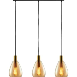 Hanglamp Felinio Amber glas 3-lichts