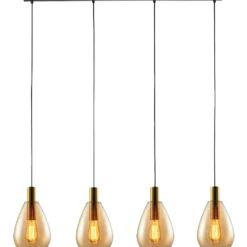 Hanglamp Felinio Amber glas 4-lichts