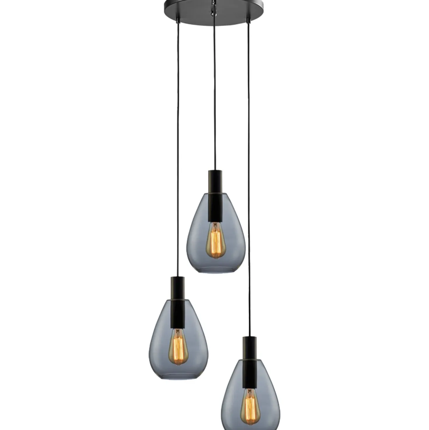 Hanglamp Felinio Smoke glas 3-lichts rond