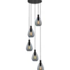 Hanglamp Felinio Smoke glas 5-lichts rond