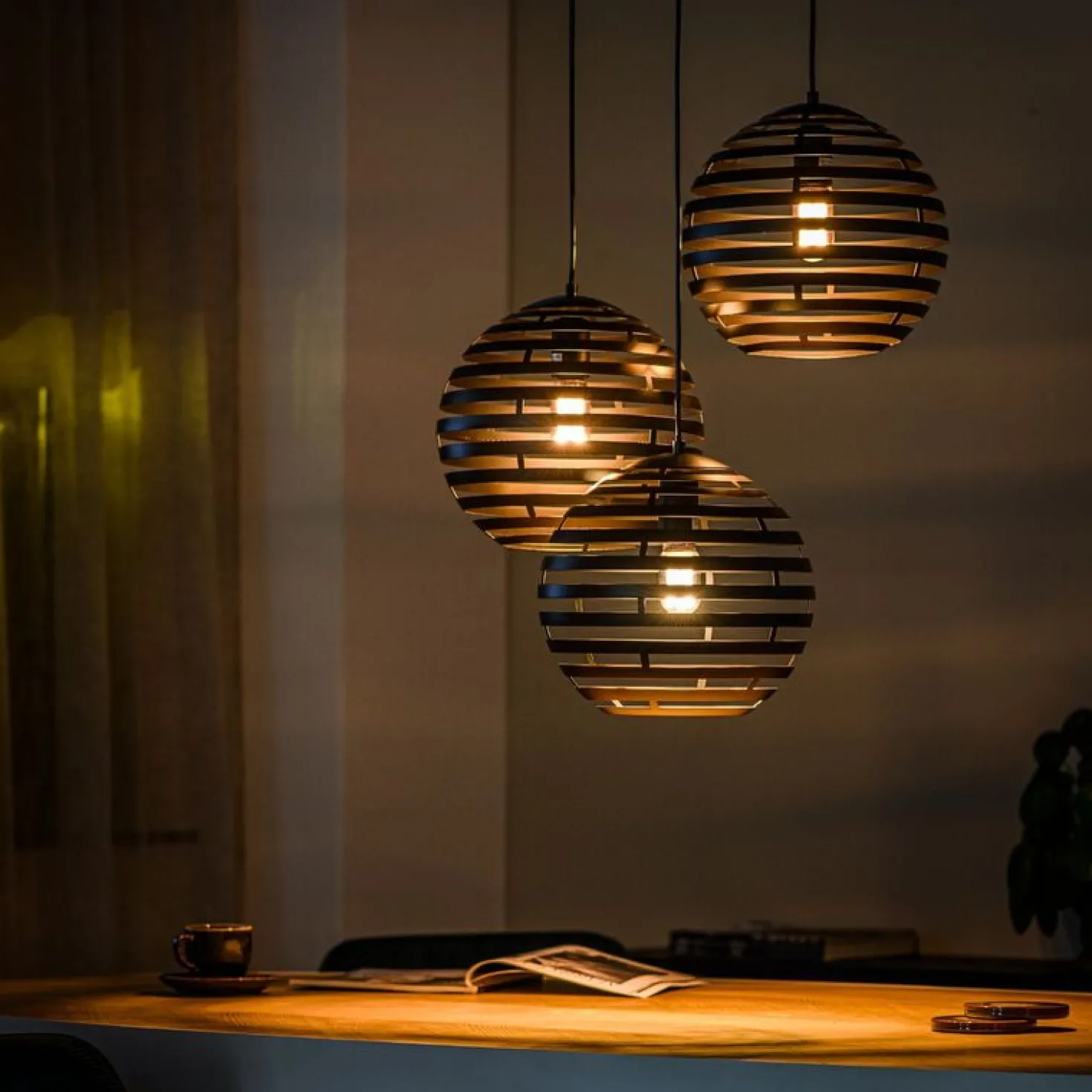 Hanglamp Fiorenza Ø 30 cm zwart staal 3-lichts
