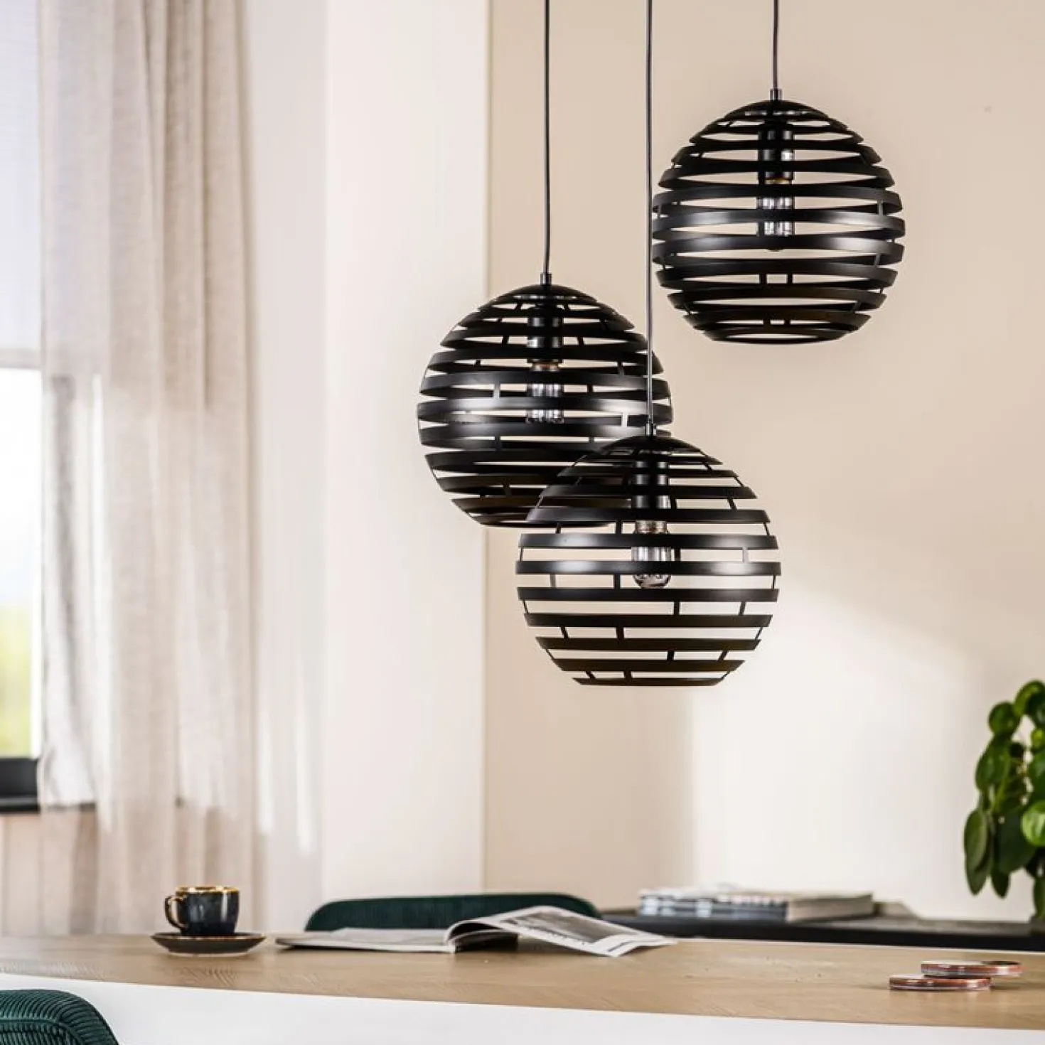 Hanglamp Fiorenza Ø 30 cm zwart staal 3-lichts