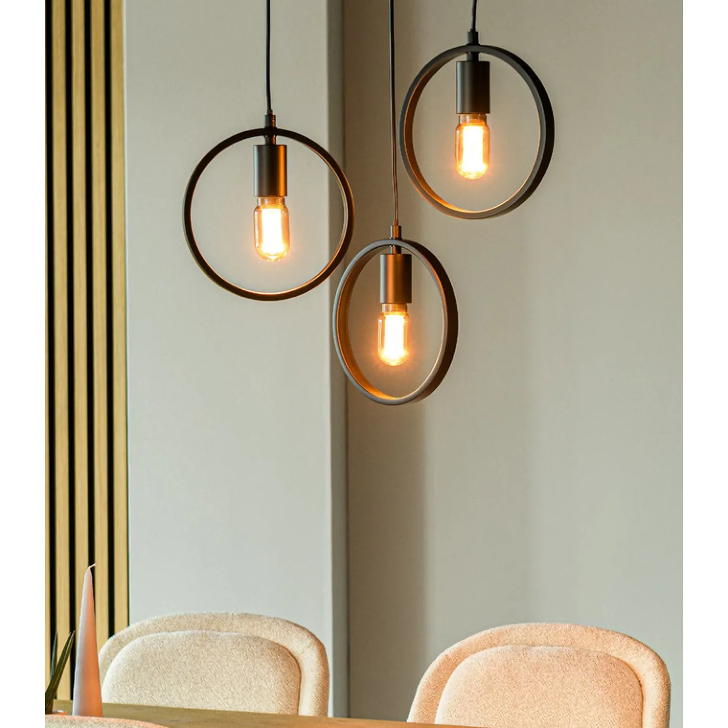 Hanglamp Girare Zwart metaal 3-lichts