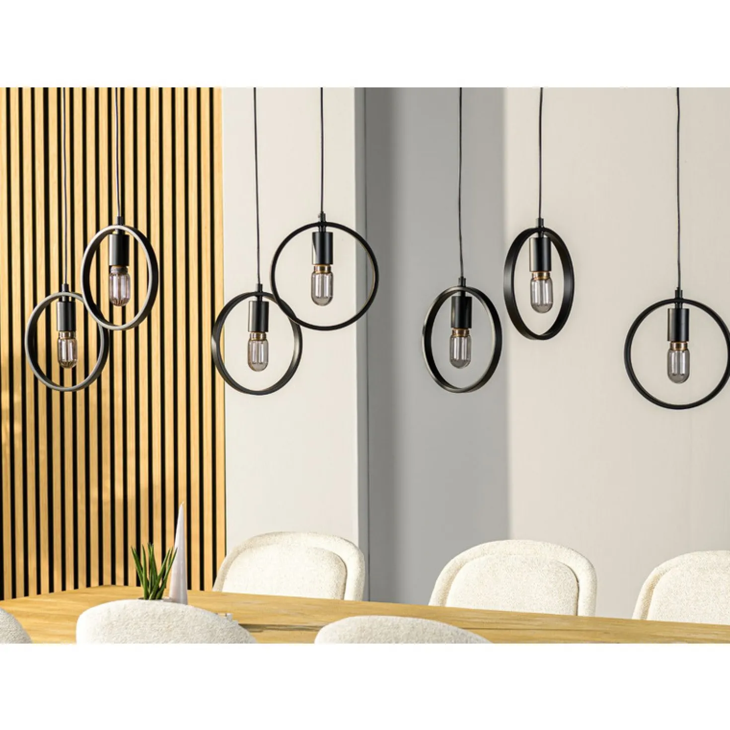Hanglamp Girare Zwart metaal 7-lichts