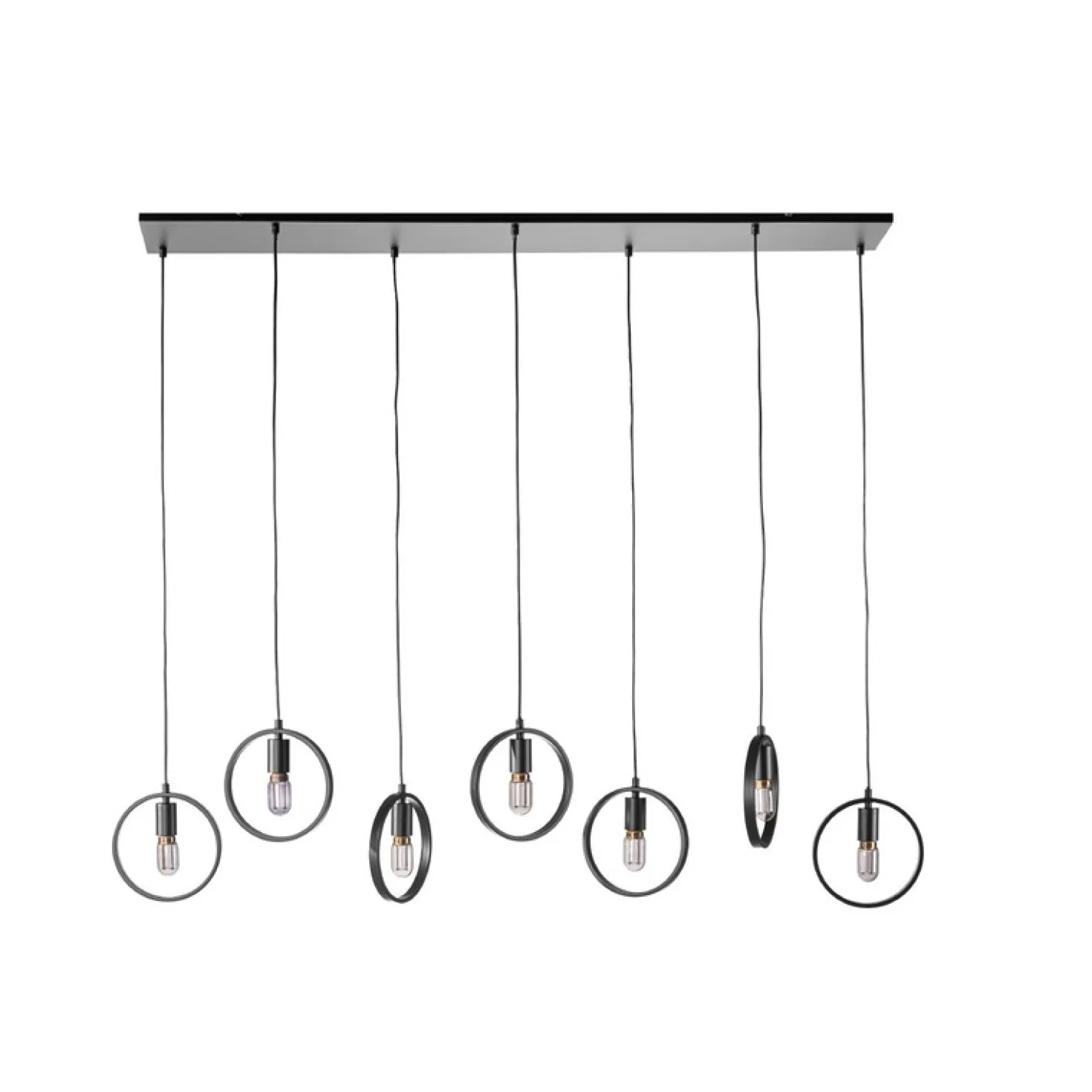 Hanglamp Girare Zwart metaal 7-lichts