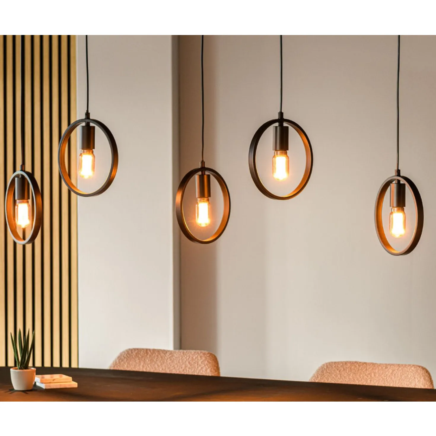 Hanglamp Girare Zwart metaal 5-lichts