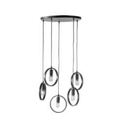 Hanglamp Girare Zwart metaal 5-lichts