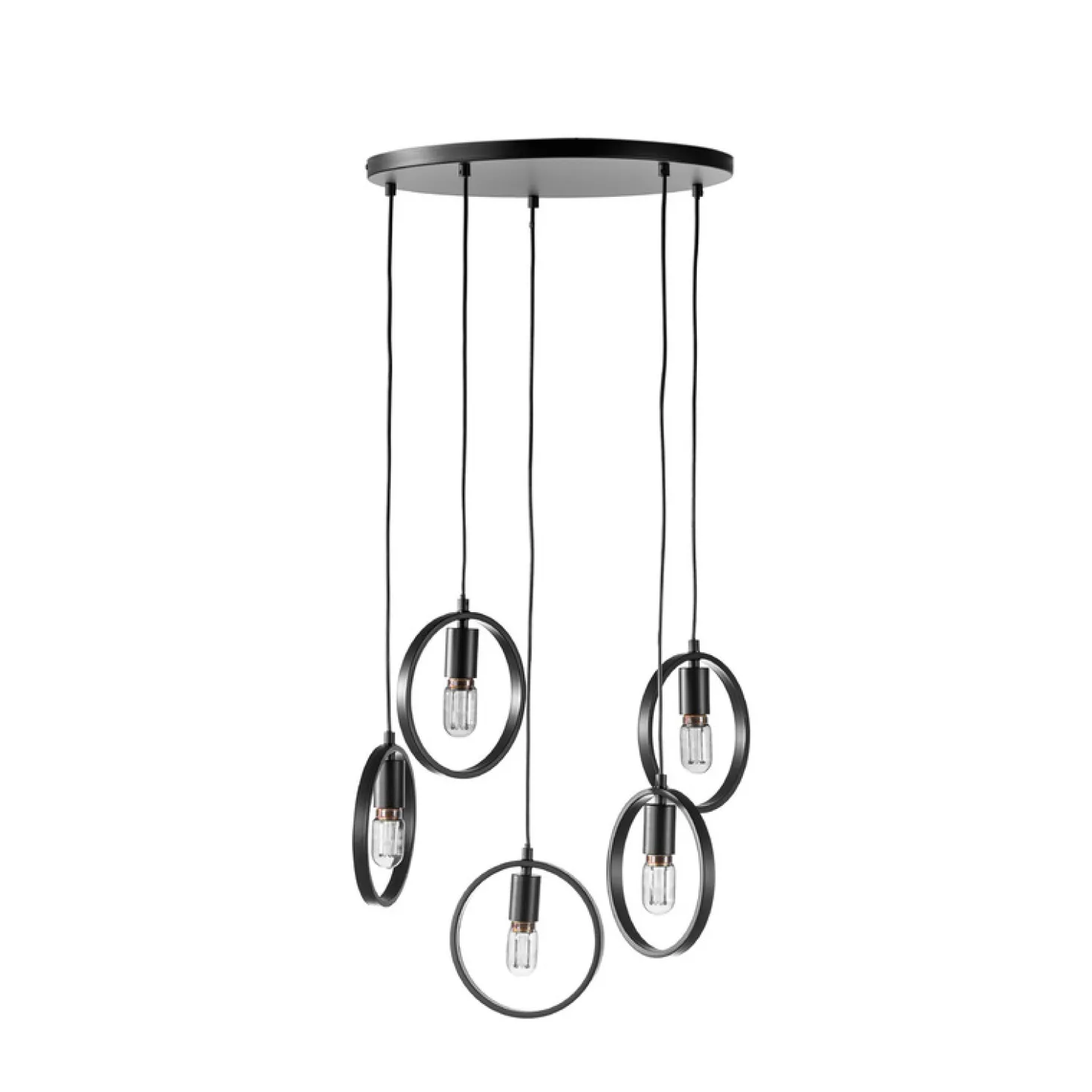 Hanglamp Girare Zwart metaal 5-lichts