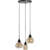 Hanglamp Lungo Zwart amber glas 3-lichts