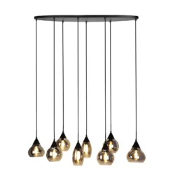 Hanglamp Lungo Zwart smoke glas 8-lichts