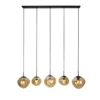 Hanglamp Macato Zwart amber glas 5-lichts