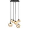 Hanglamp Macato Zwart amber glas 6-lichts