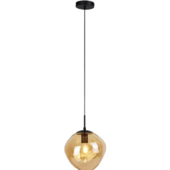 Hanglamp Macato Zwart amber glas 1-lichts