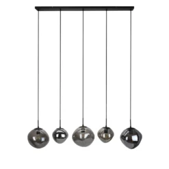 Hanglamp Macato Zwart smoke glas 5-lichts