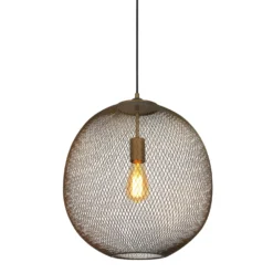 Hanglamp Maroggia Bruin rond 40cm koper 1-lichts