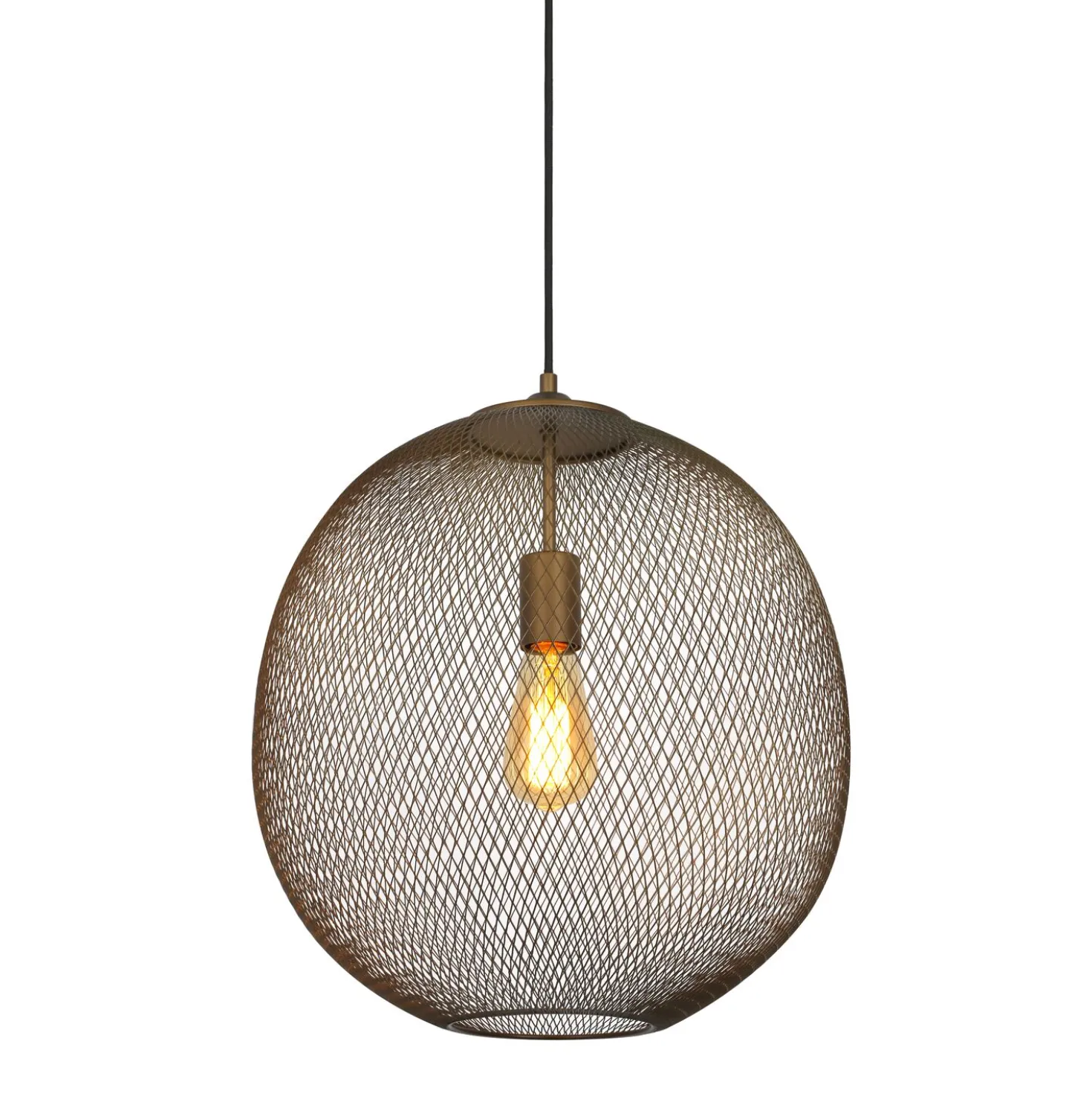 Hanglamp Maroggia Bruin rond 40cm koper 1-lichts