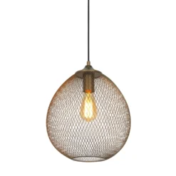 Hanglamp Maroggia Bruin rond 30cm koper 1-lichts