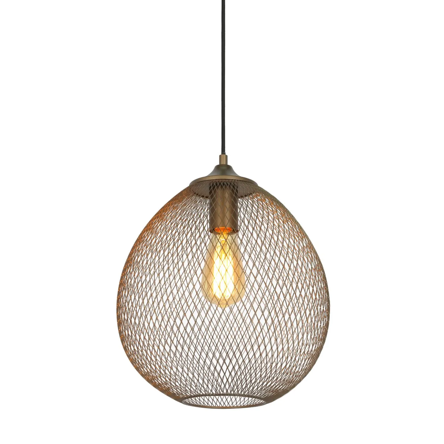 Hanglamp Maroggia Bruin rond 30cm koper 1-lichts