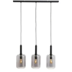 Hanglamp Peglio Glas smoke zwart 3-lichts