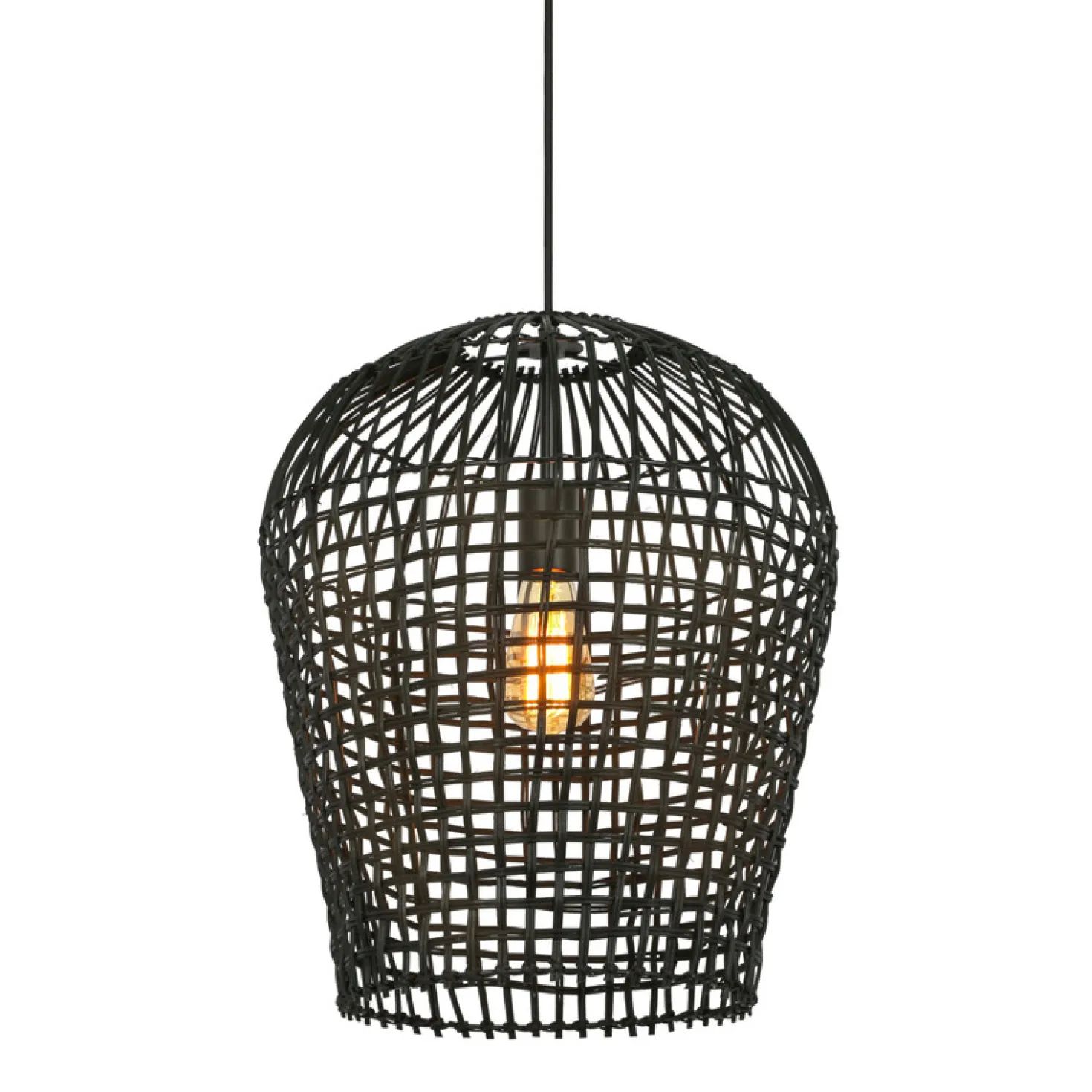 Hanglamp Scarperio Rond 40 cm rotan zwart