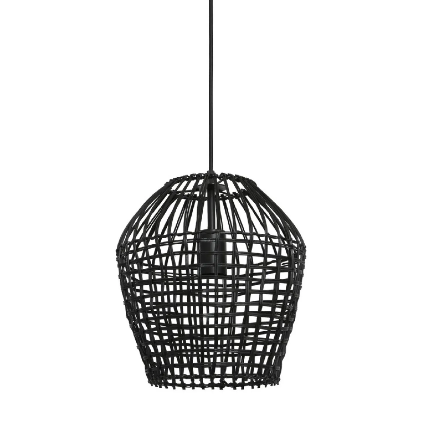 Hanglamp Scarperio Rond 28 cm rotan zwart