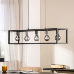 Hanglamp Tiamo Zwart staal 5-lichts