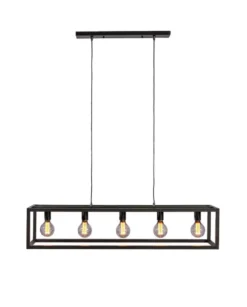 Hanglamp Tiamo Zwart staal 5-lichts