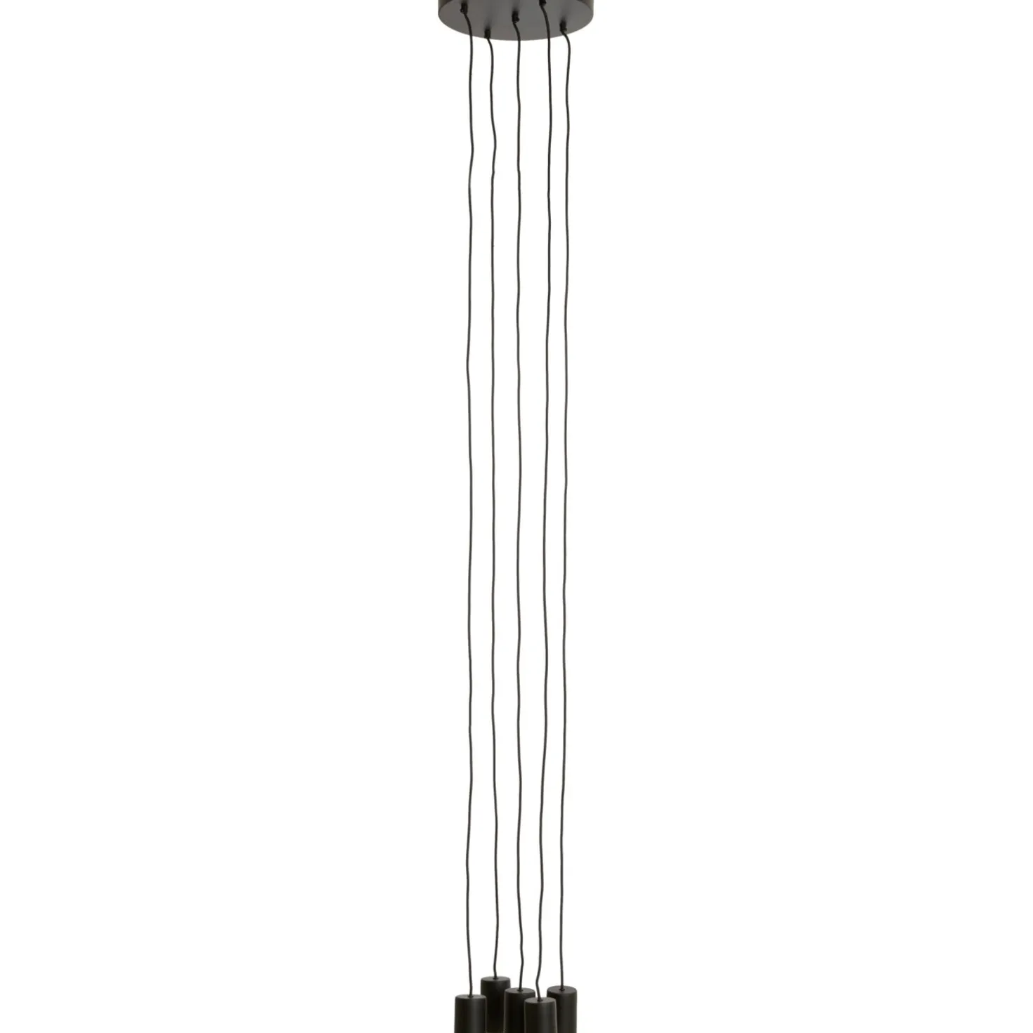 Hanglamp Trecate Mat zwart 5-lichts rond