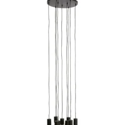 Hanglamp Trecate Mat zwart 9-lichts rond