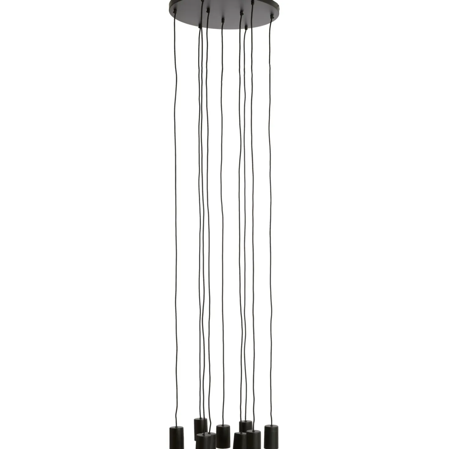 Hanglamp Trecate Mat zwart 9-lichts rond
