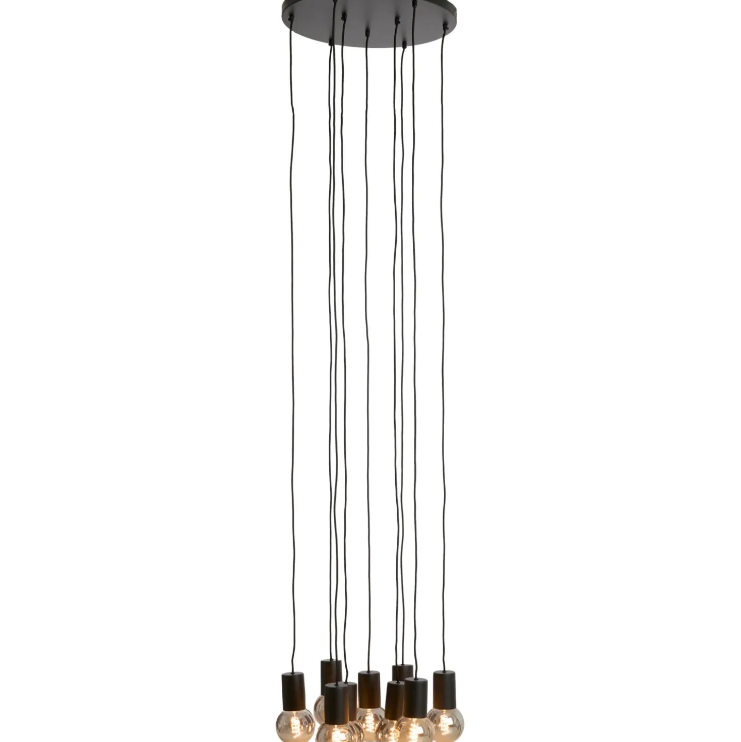 Hanglamp Trecate Mat zwart 9-lichts rond