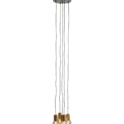 Hanglamp Trecate Ruw antiek brons 5-lichts rond