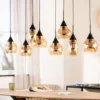 Hanglamp zwart Amber glas 8-lichts - Lungo