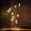 Hanglamp zwart Amber glas 9-lichts - Lungo