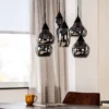 Hanglamp zwart Smoke glas 6-lichts - Lungo