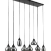 Hanglamp zwart Smoke glas 8-lichts - Lungo